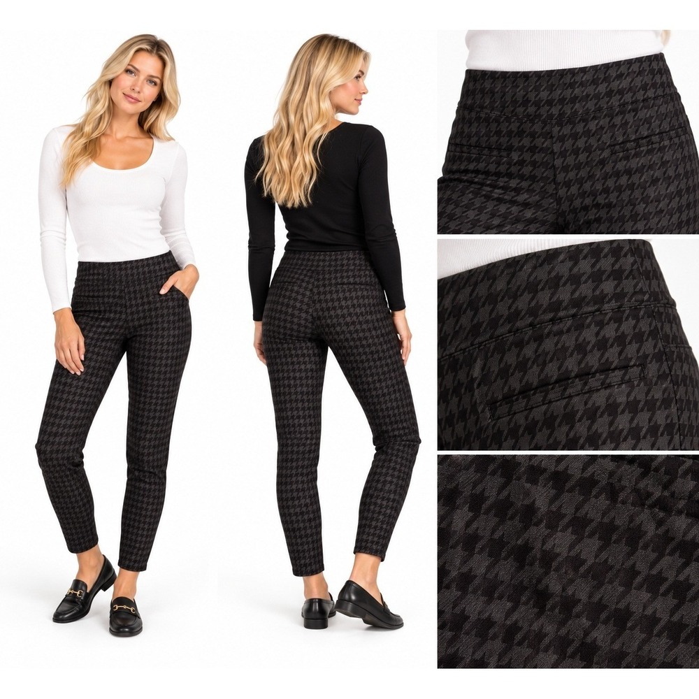 Sanctuary Runway Pants Womens S Black Houndstooth Pull On Skinny Anthropologie
